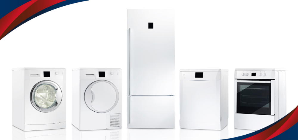 Various Samsung Appliances In The Philippines Washing Machine, Clothes Dryer, Refrigerator, Dishwasher, And Oven