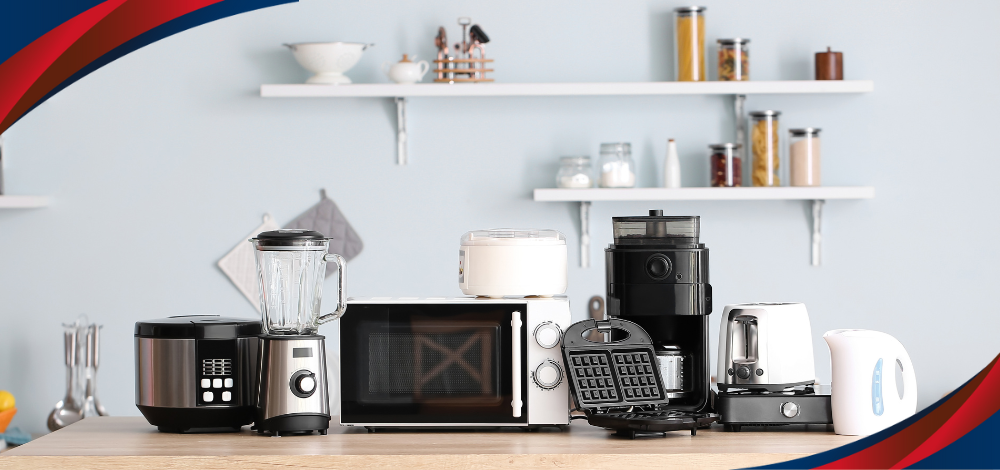Photo of various small appliances to illustrate Hanabishi’s kitchen products